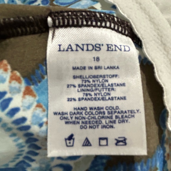 Lands' End Blue and Brown Paisley Tankini Top - Picture 7 of 8